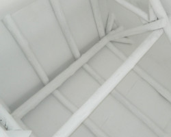 Shutterboard ceiling and poles in white