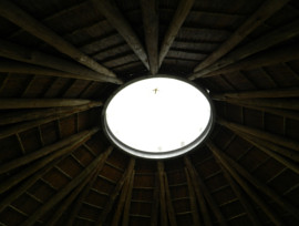 Internal view of the fibreglass capping on Mvezo thatched rondavels